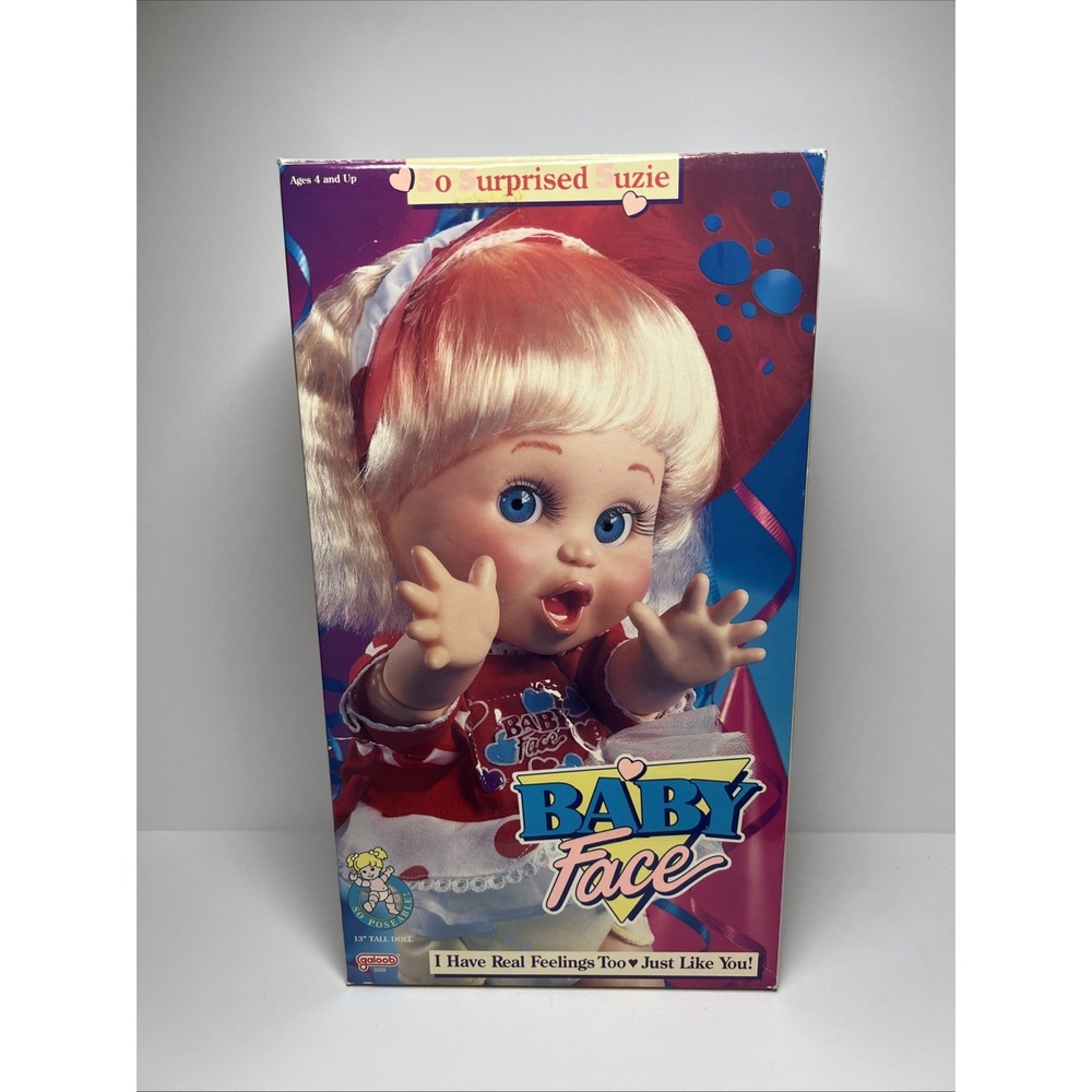 Vintage 1990 Galoob Baby Face So Surprised Suzie #2 Doll NIOB